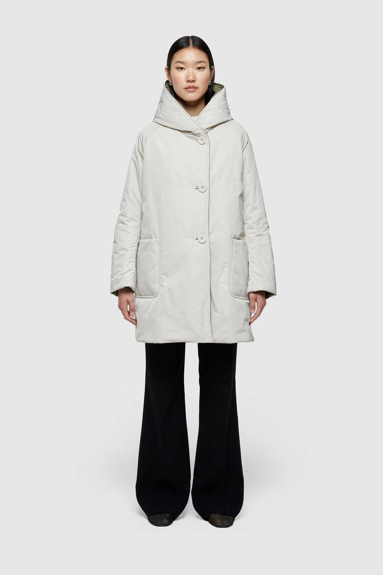 Oof Wear IMPERMEABILE REVERSIBILE 9410 IN NYLON MEMORY CON CAPPUCCIO - PANNA/VERDE MILITARE