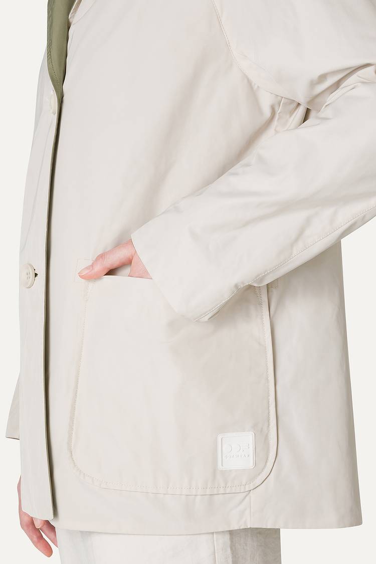 Oof Wear IMPERMEABILE REVERSIBILE CON CAPPUCCIO IN NYLON MEMORY 9411 - PANNA/VERDE MIMETICO