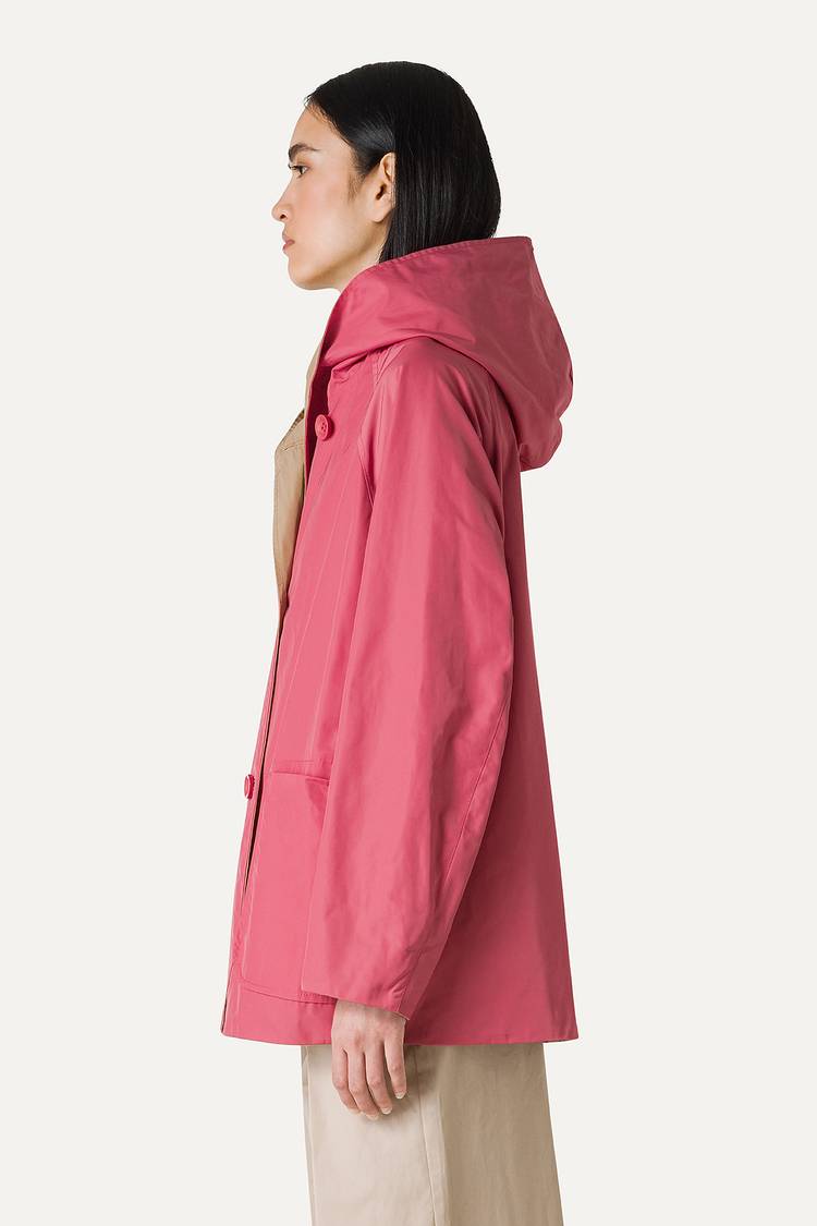 Oof Wear IMPERMEABILE REVERSIBILE CON CAPPUCCIO IN NYLON MEMORY 9411 - ROSA ANTICO/BEIGE