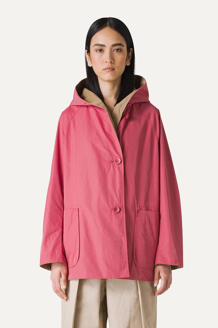 Oof Wear IMPERMEABILE REVERSIBILE CON CAPPUCCIO IN NYLON MEMORY 9411 - ROSA ANTICO/BEIGE