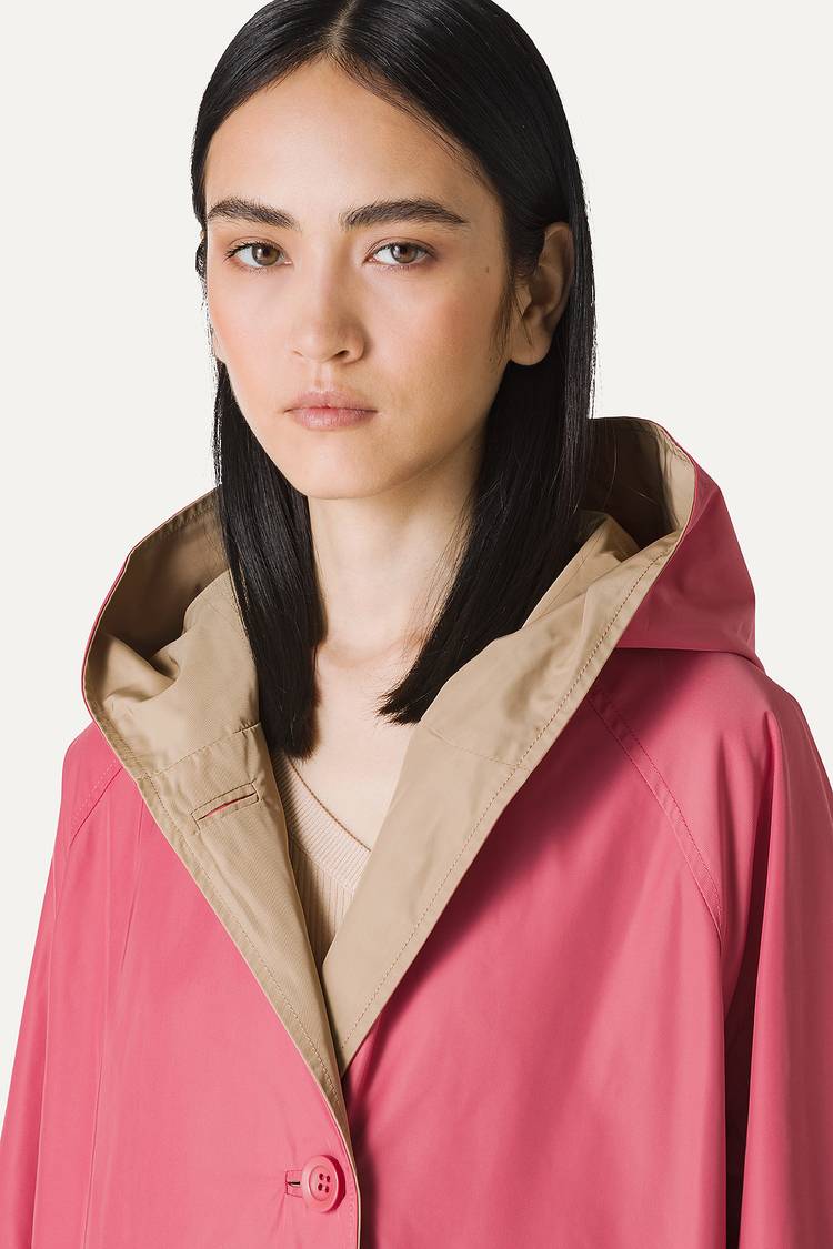 Oof Wear IMPERMEABILE REVERSIBILE CON CAPPUCCIO IN NYLON MEMORY 9411 - ROSA ANTICO/BEIGE