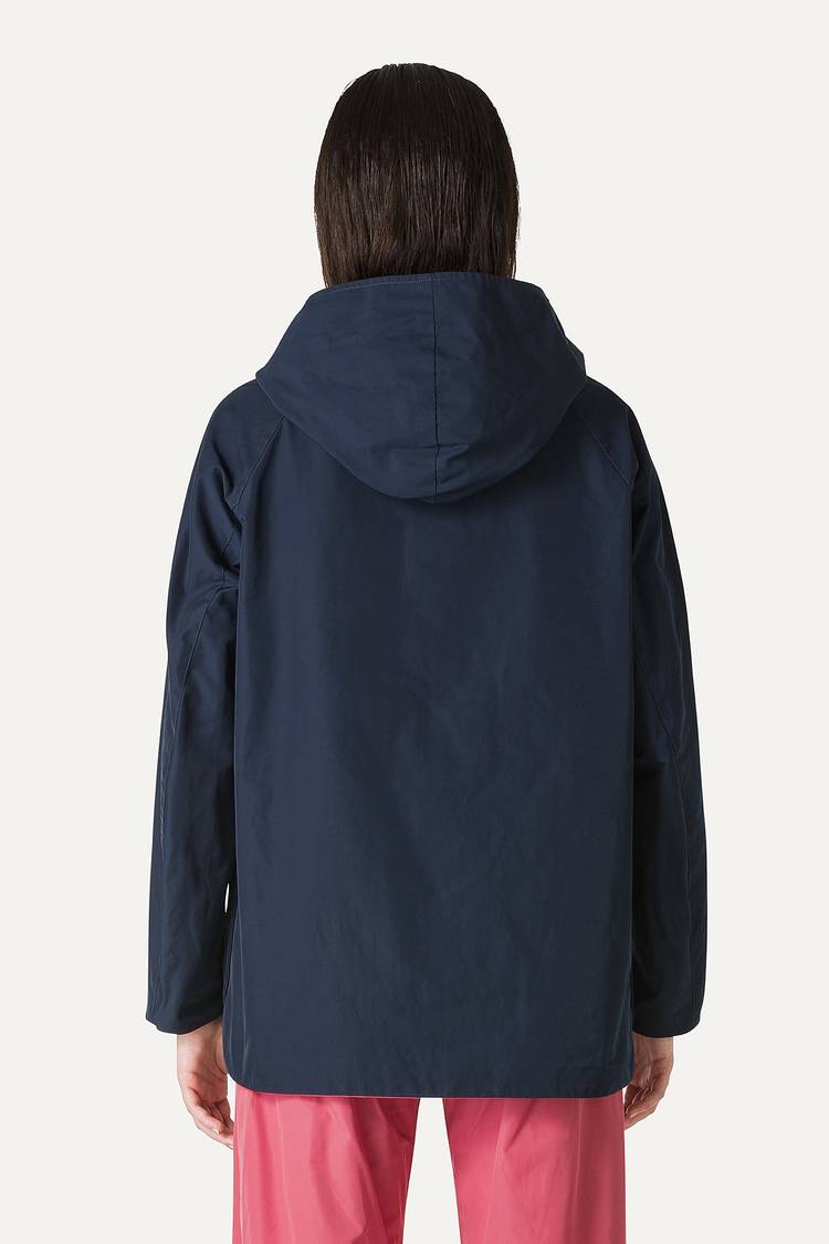 Oof Wear IMPERMEABILE REVERSIBILE CON CAPPUCCIO IN NYLON MEMORY 9411 - BLU NOTTE/ROSA ANTICO