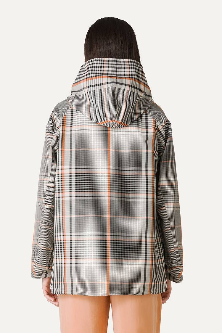 Oof Wear IMPERMEABILE REVERSIBILE CON CAPPUCCIO IN NYLON MEMORY CON DISEGNO CHECK 9411 - ARANCIONE/PAPRIKA