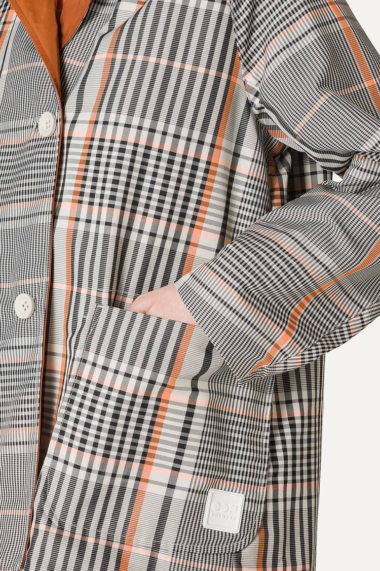 Oof Wear IMPERMEABILE REVERSIBILE CON CAPPUCCIO IN NYLON MEMORY CON DISEGNO CHECK 9411 - ARANCIONE/PAPRIKA