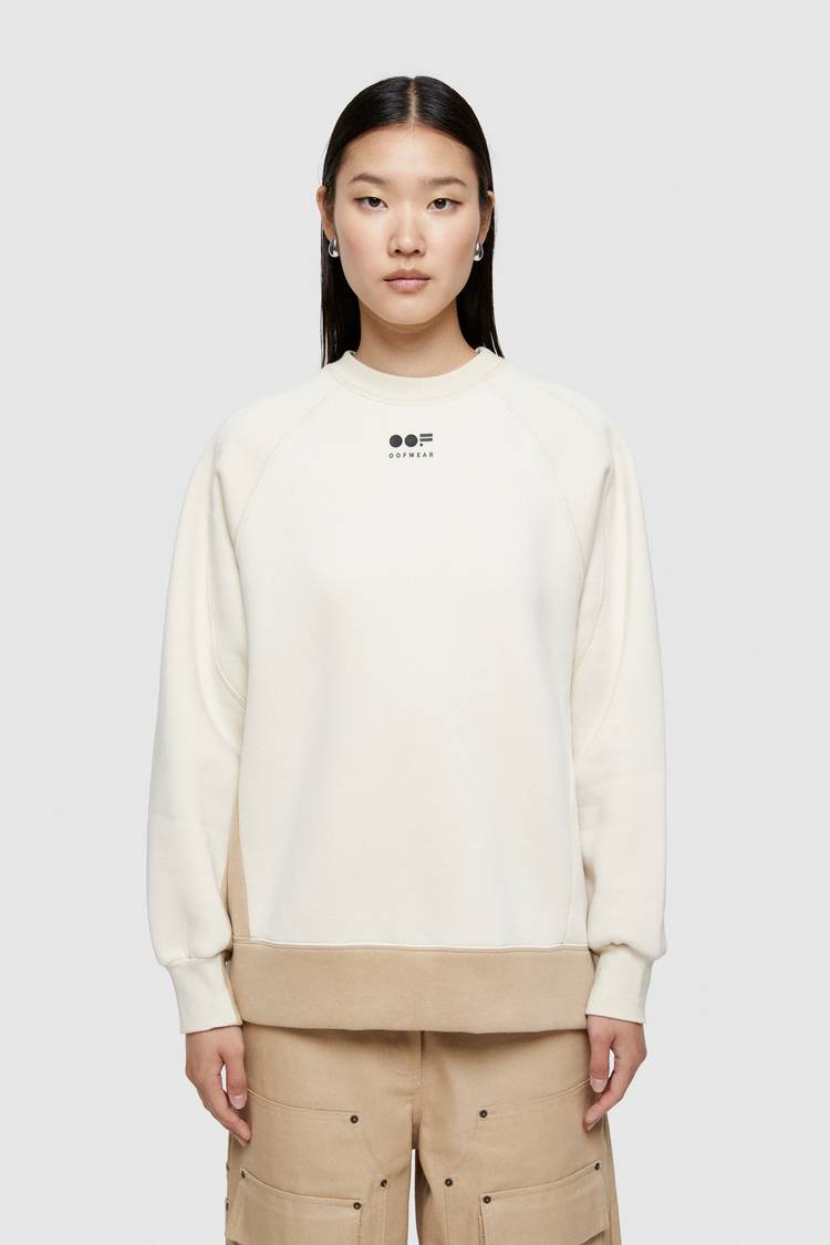 Oof Wear FELPA BICOLOR 4067 CON LOGO - PANNA/BEIGE