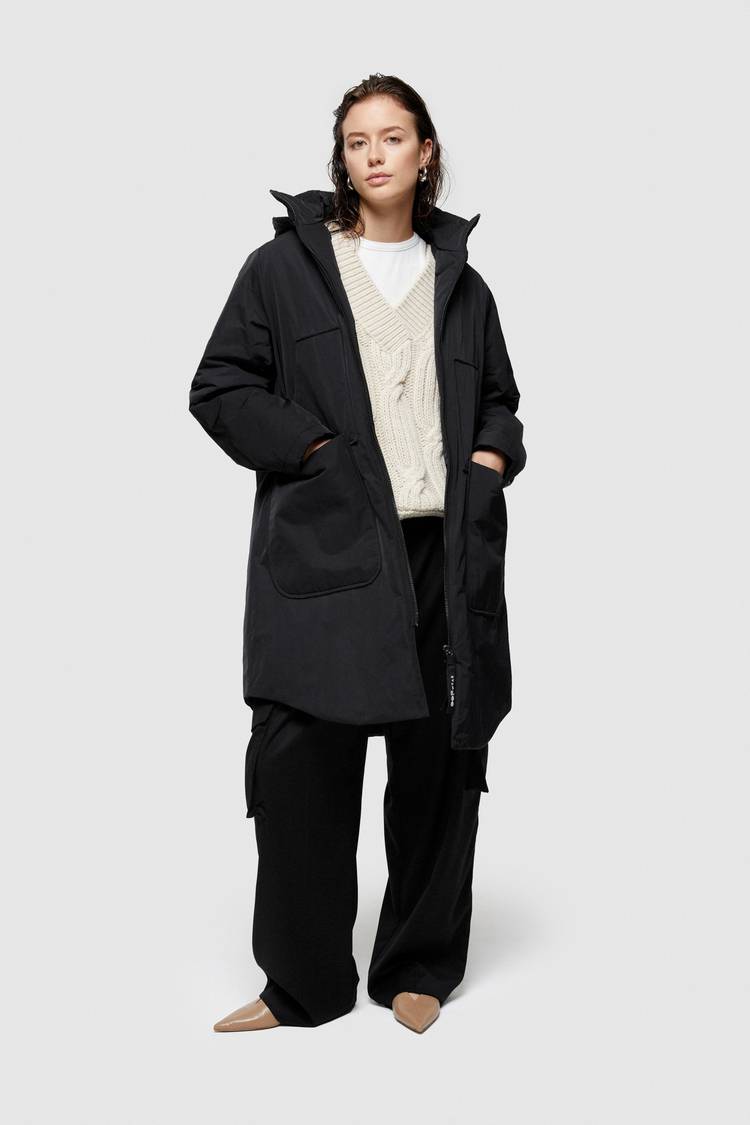 Oof Wear PARKA LUNGO 9094 IN NYLON MEMORY - NERO