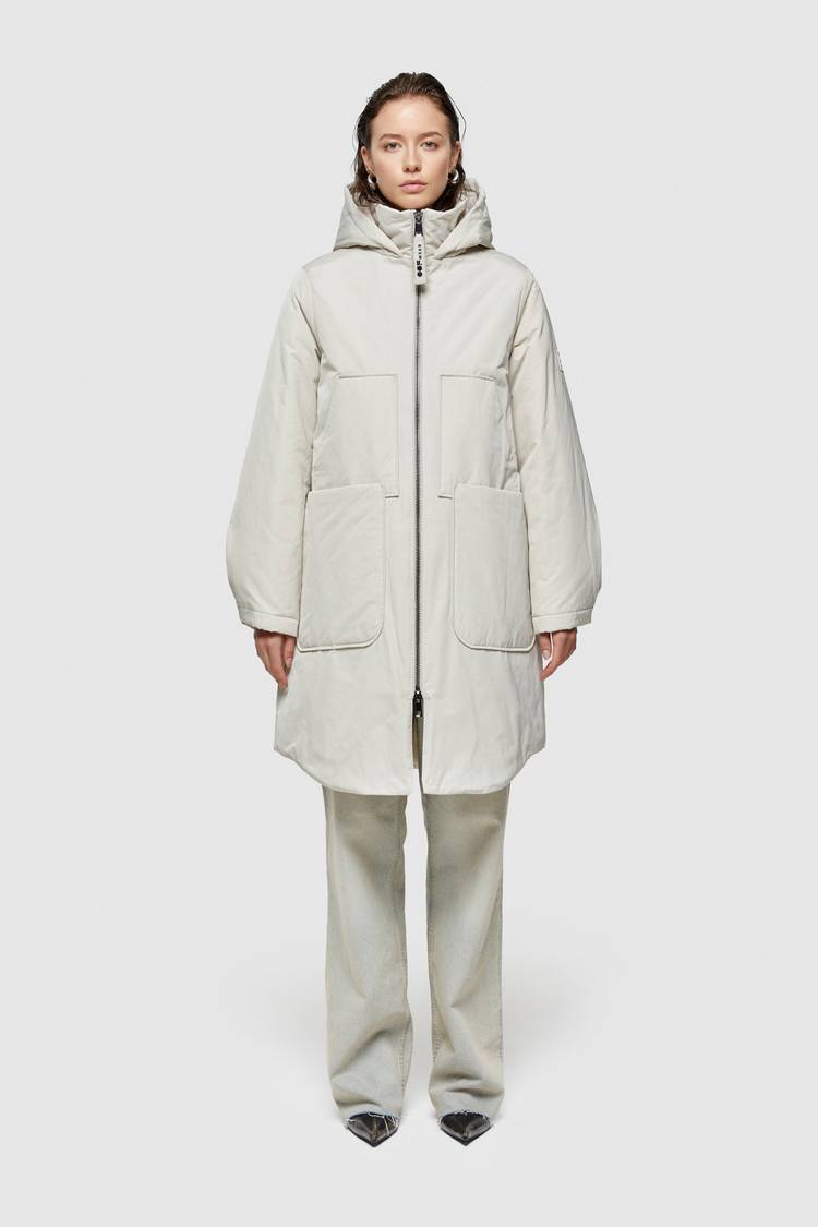 Oof Wear PARKA LUNGO 9094 IN NYLON MEMORY - PANNA Oof Wear PARKA LUNGO 9094 IN NYLON MEMORY - PANNA