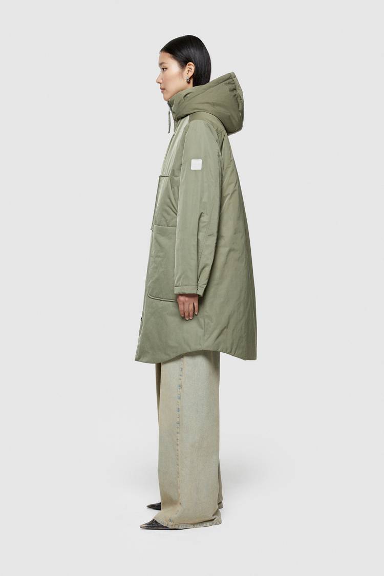 Oof Wear PARKA LUNGO 9094 IN NYLON MEMORY - VERDE MIMETICO