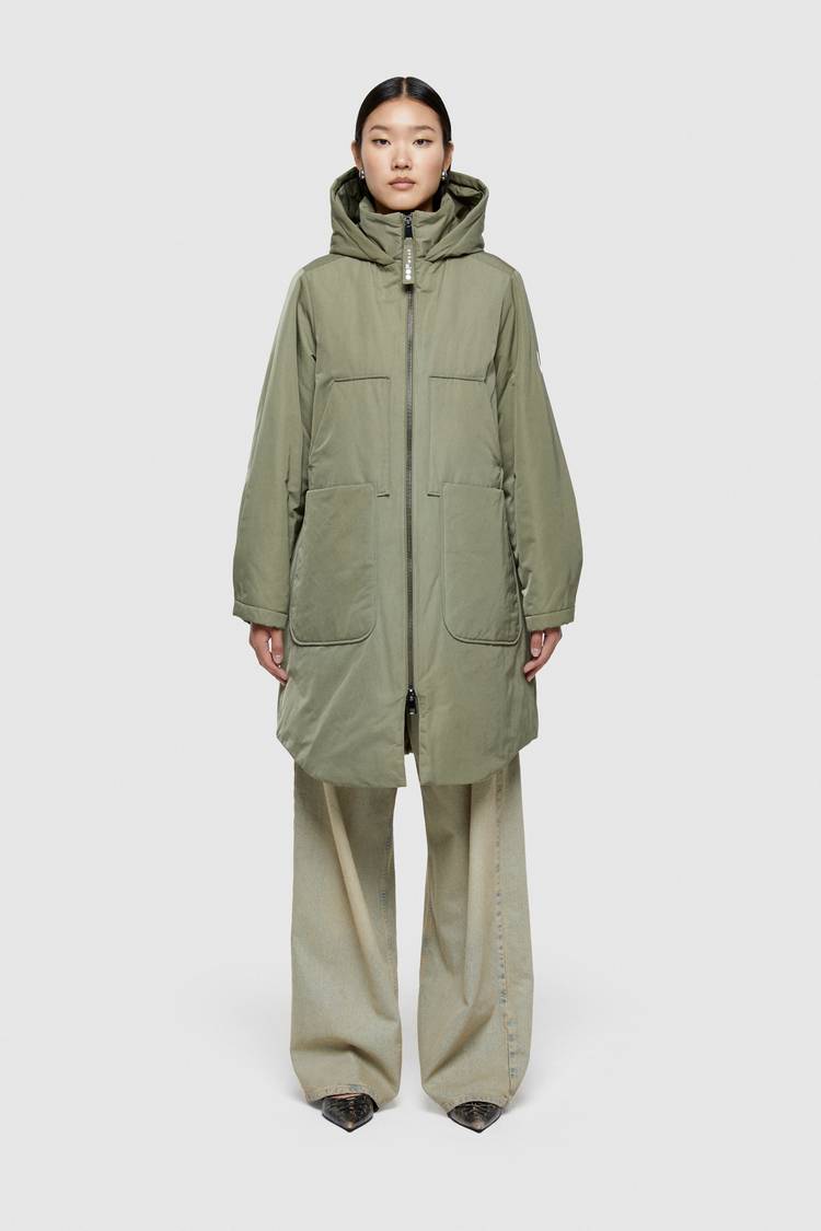 Oof Wear PARKA LUNGO 9094 IN NYLON MEMORY - VERDE MIMETICO