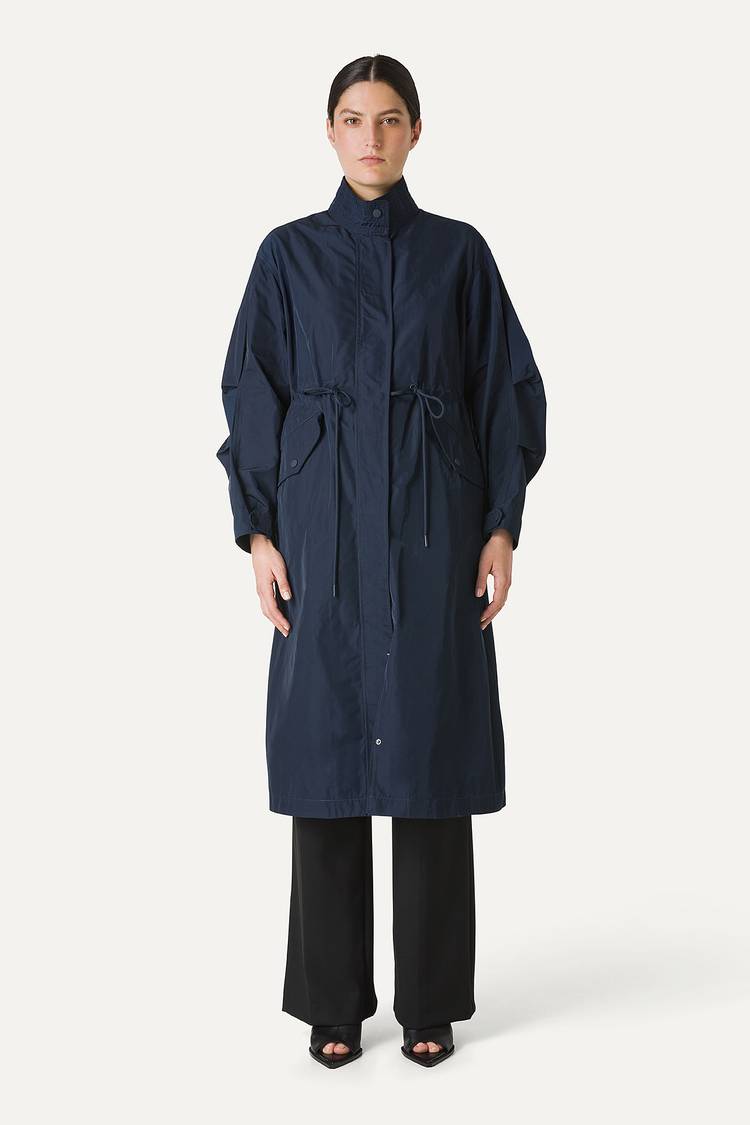 Oof Wear PARKA LUNGO OVER IN NYLON MEMORY 9211 - BLU NOTTE