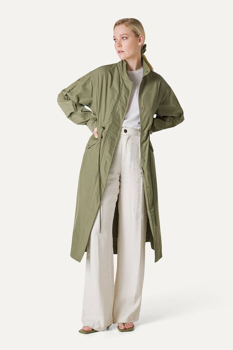 Oof Wear PARKA LUNGO OVER IN NYLON MEMORY 9211 - VERDE MIMETICO