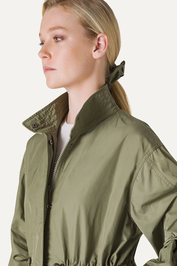 Oof Wear PARKA LUNGO OVER IN NYLON MEMORY 9211 - VERDE MIMETICO