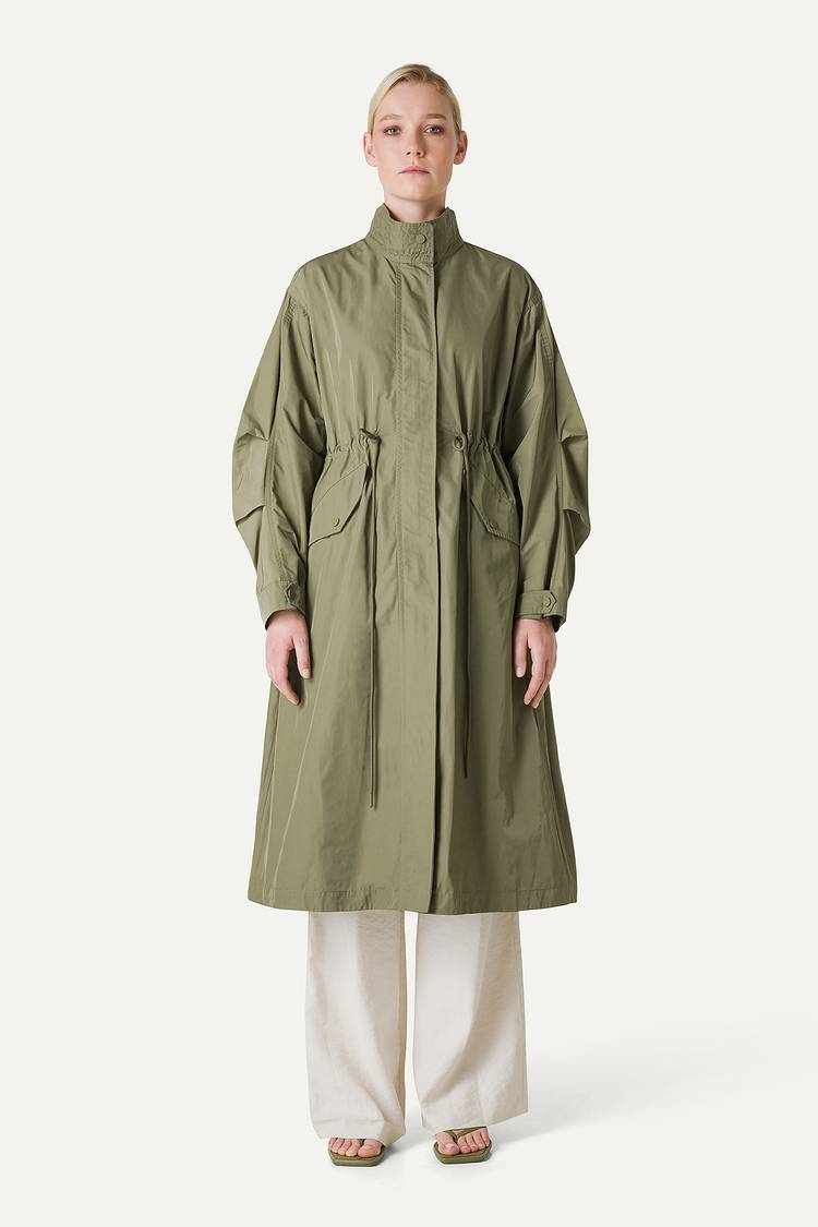 Oof Wear PARKA LUNGO OVER IN NYLON MEMORY 9211 - VERDE MIMETICO
