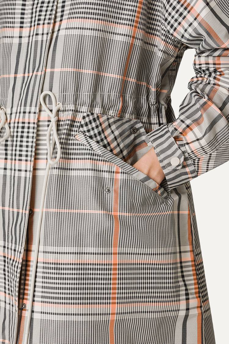 Oof Wear PARKA LUNGO OVER IN NYLON MEMORY CON DISEGNO CHECK 9211 - ARANCIO/CREMA