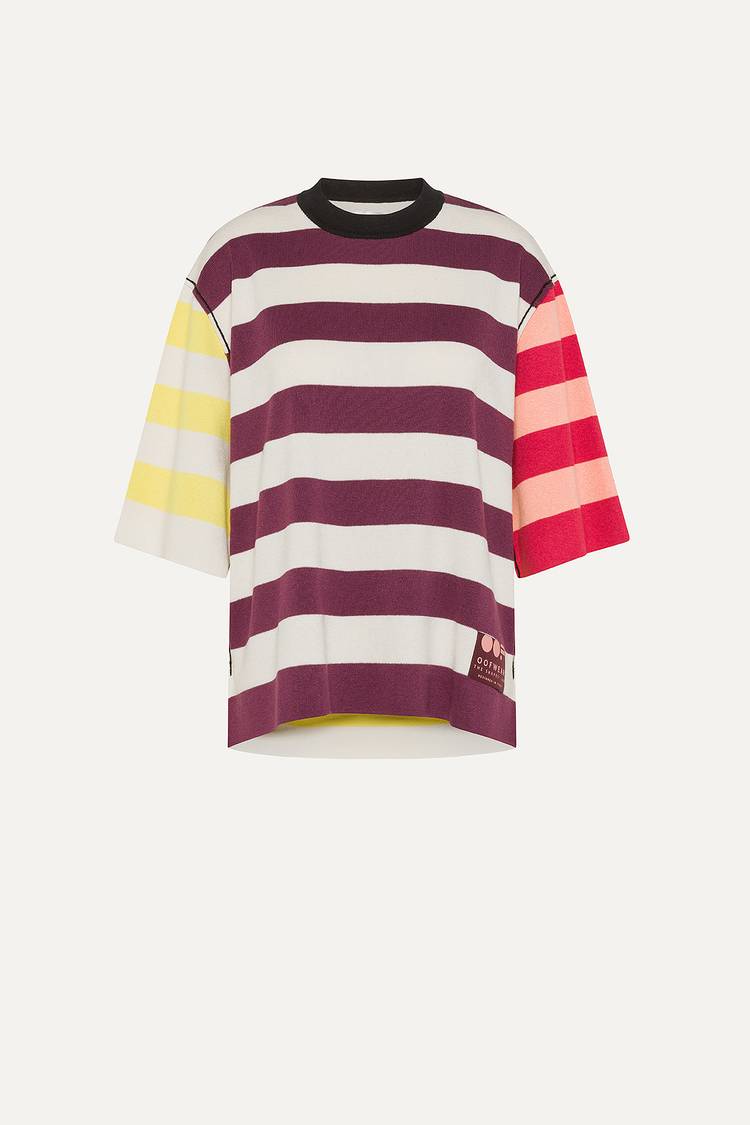 Oof Wear T-SHIRT A RIGHE COLORATE IN COTONE 4055 - PANNA/BORDEAUX