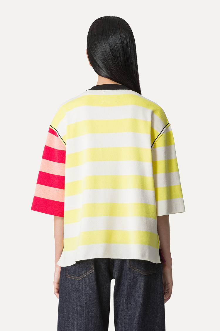 Oof Wear T-SHIRT A RIGHE COLORATE IN COTONE 4055 - PANNA/BORDEAUX