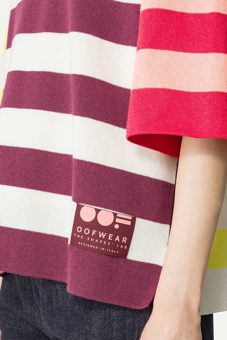 Oof Wear T-SHIRT A RIGHE COLORATE IN COTONE 4055 - PANNA/BORDEAUX