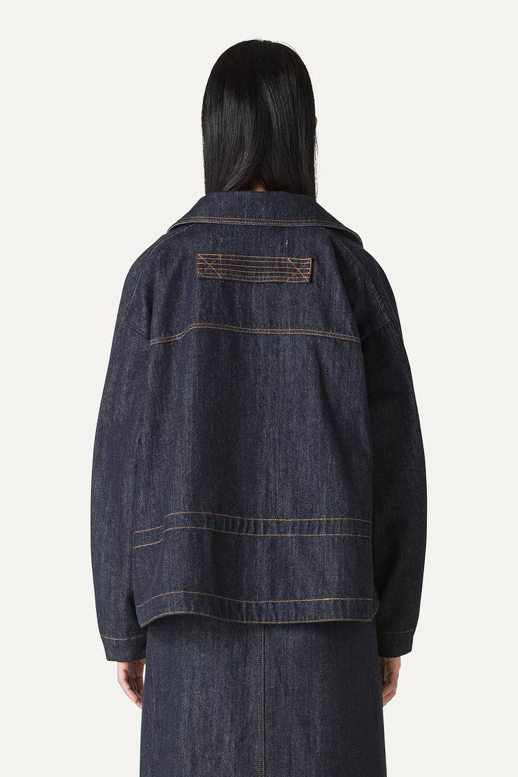 Oof Wear TRENCH CORTO IN DENIM LAVATO 9202 - BLU SCURO