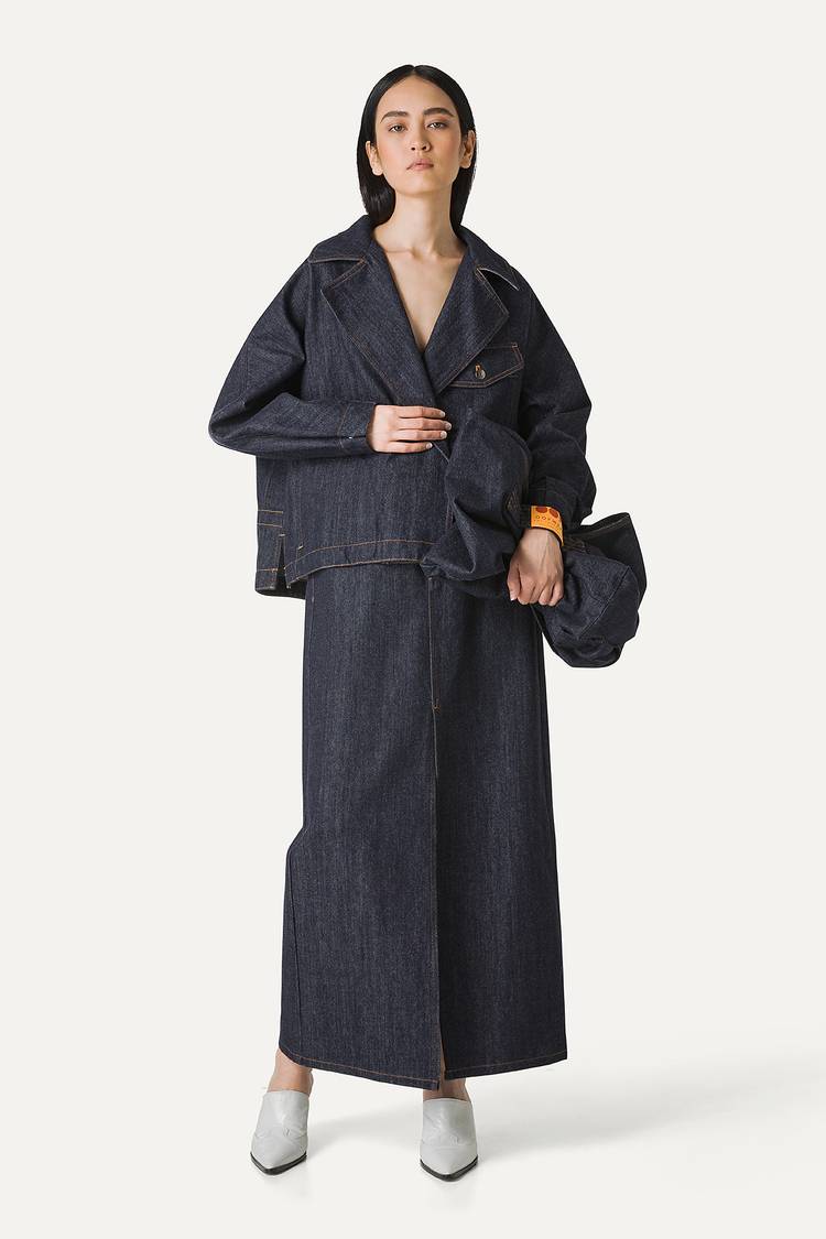 Oof Wear TRENCH CORTO IN DENIM LAVATO 9202 - BLU SCURO