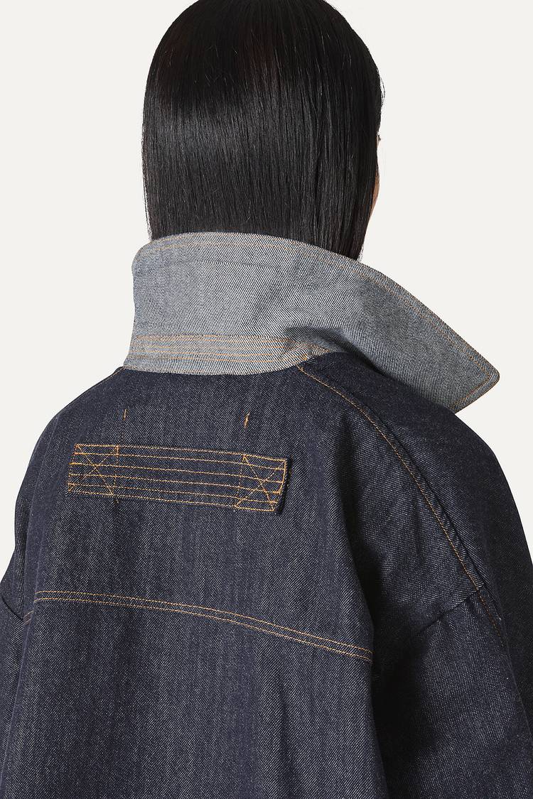 Oof Wear TRENCH CORTO IN DENIM LAVATO 9202 - BLU SCURO