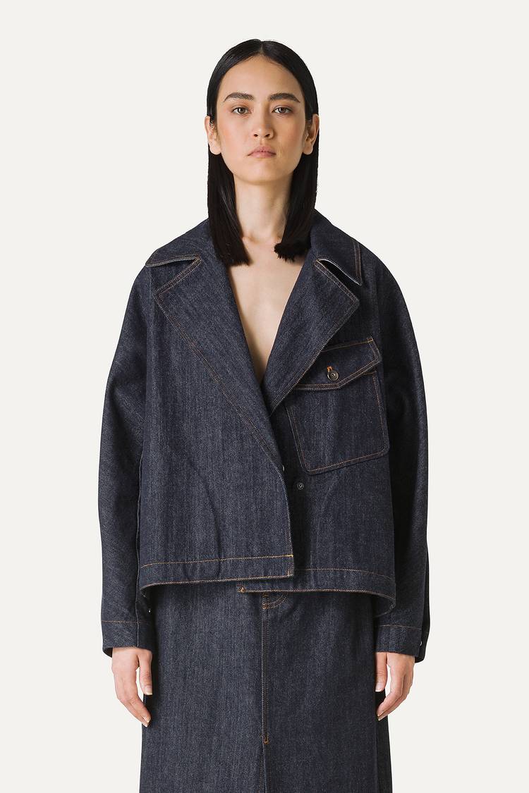 Oof Wear TRENCH CORTO IN DENIM LAVATO 9202 - BLU SCURO Oof Wear TRENCH CORTO IN DENIM LAVATO 9202 - BLU SCURO