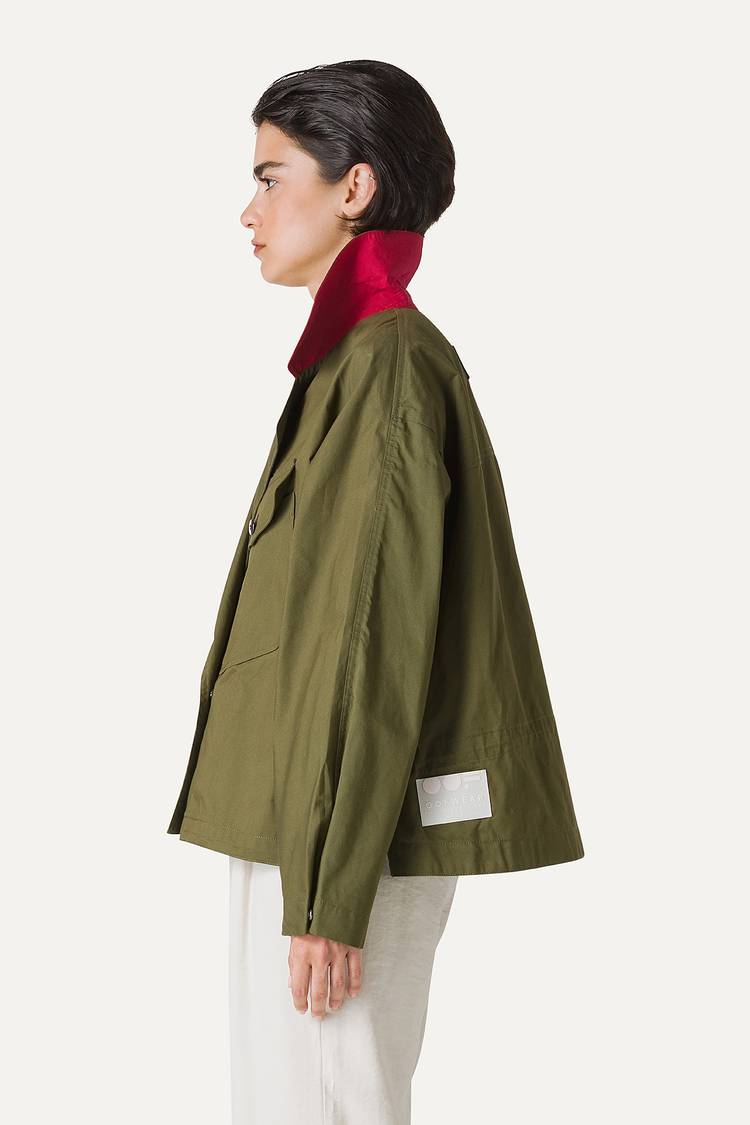 Oof Wear TRENCH CORTO IN GABARDINA DI COTONE LEGGERO 9202 - FORESTA