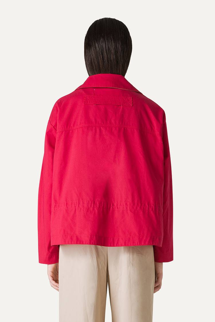 Oof Wear TRENCH CORTO IN GABARDINA DI COTONE LEGGERO 9202 - LAMPONE