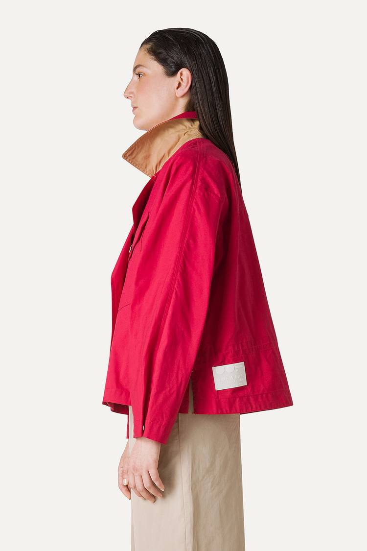 Oof Wear TRENCH CORTO IN GABARDINA DI COTONE LEGGERO 9202 - LAMPONE