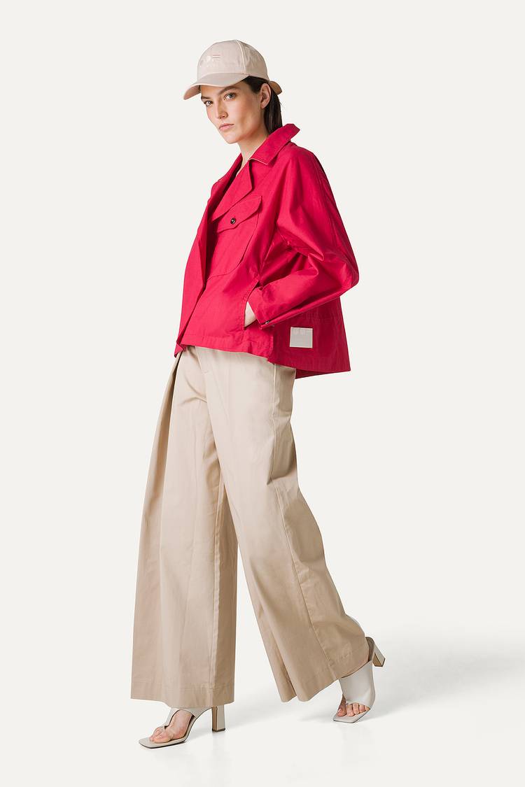 Oof Wear TRENCH CORTO IN GABARDINA DI COTONE LEGGERO 9202 - LAMPONE