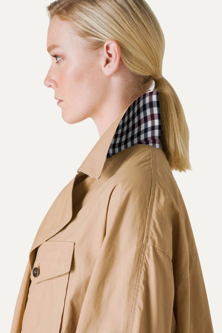 Oof Wear TRENCH CORTO IN GABARDINA DI COTONE LEGGERO 9202 - NATURALE