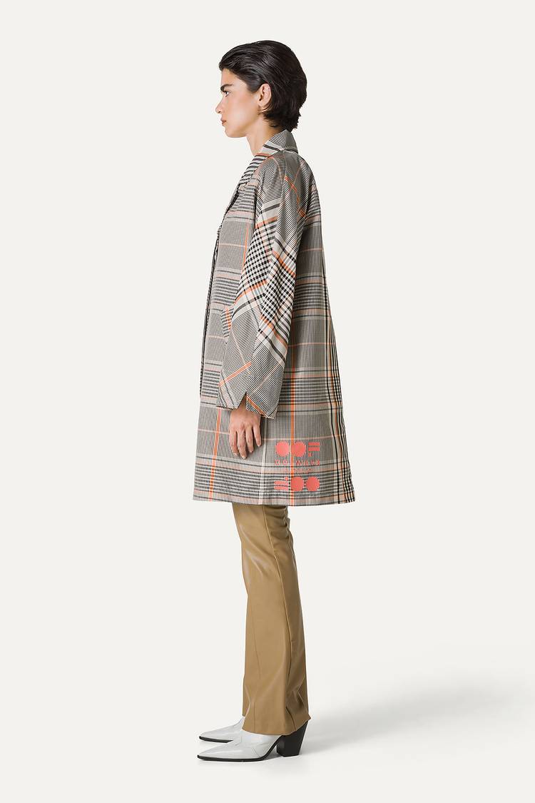 Oof Wear TRENCH IN NYLON MEMORY A DISEGNO CHECK 9138 - ARANCIO/CREMA