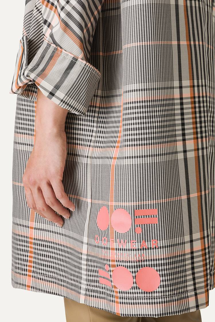 Oof Wear TRENCH IN NYLON MEMORY A DISEGNO CHECK 9138 - ARANCIO/CREMA