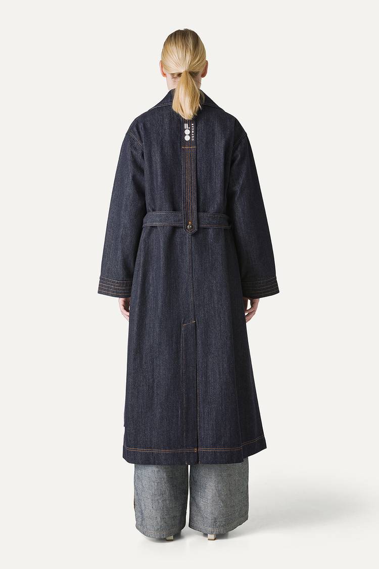 Oof Wear TRENCH LUNGO IN DENIM LAVATO 9203 - BLU SCURO