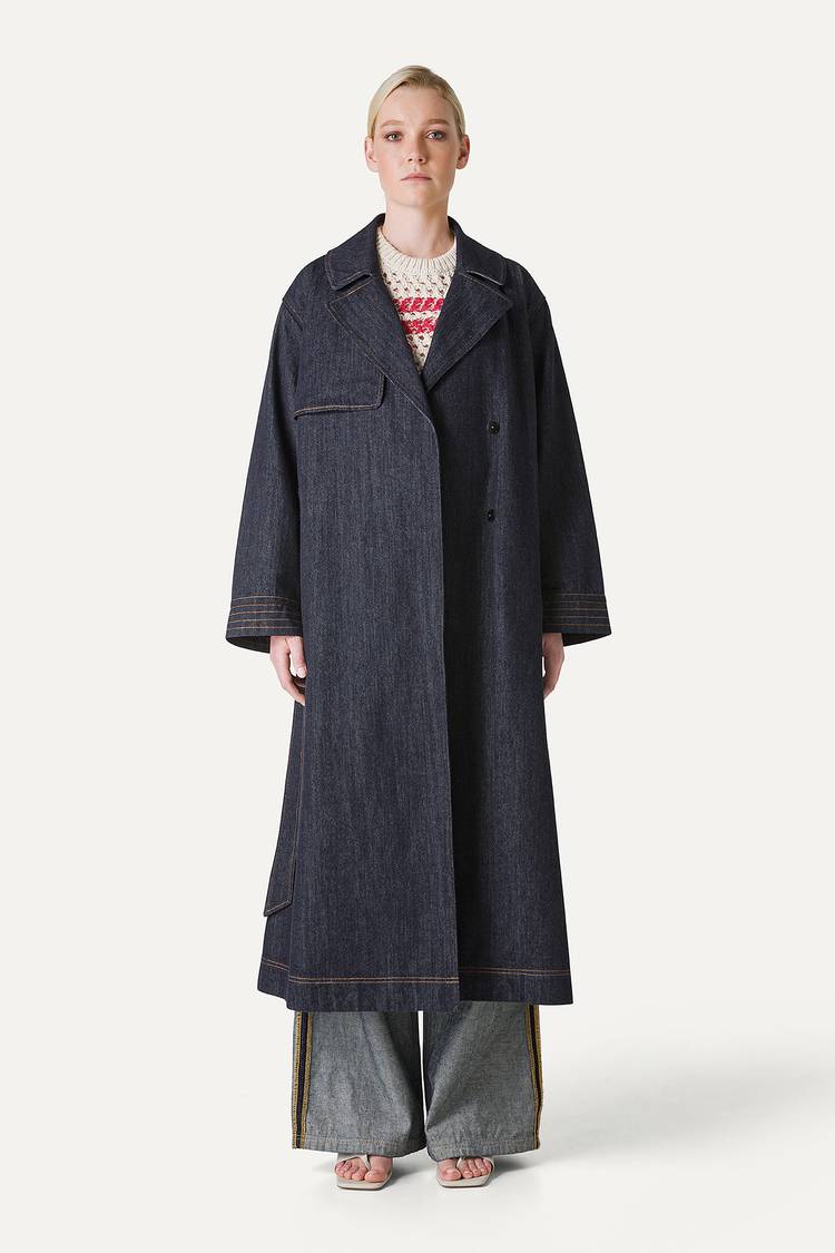 Oof Wear TRENCH LUNGO IN DENIM LAVATO 9203 - BLU SCURO Oof Wear TRENCH LUNGO IN DENIM LAVATO 9203 - BLU SCURO