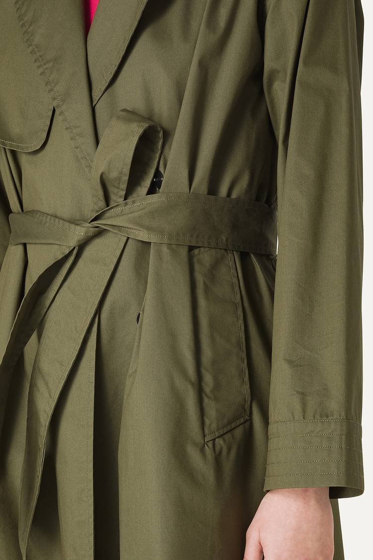 Oof Wear TRENCH LUNGO IN GABARDINA DI COTONE LEGGERO 9203 - FORESTA