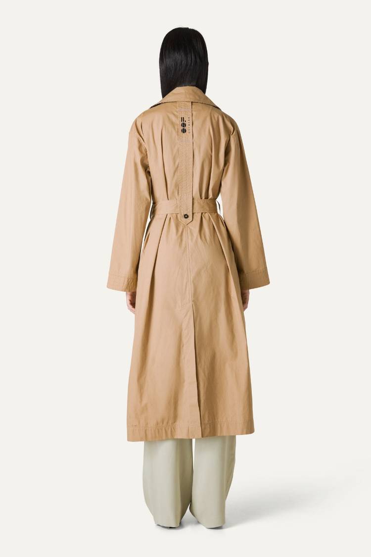Oof Wear TRENCH LUNGO IN GABARDINA DI COTONE LEGGERO 9203 - NATURALE