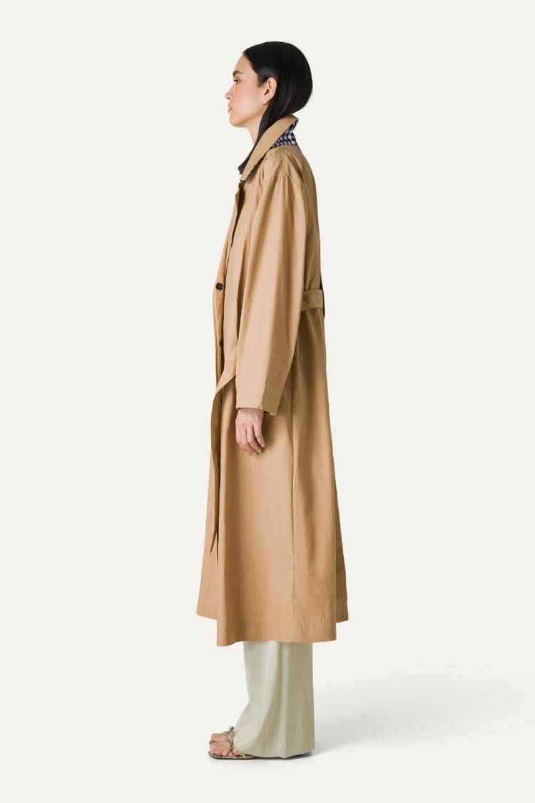 Oof Wear TRENCH LUNGO IN GABARDINA DI COTONE LEGGERO 9203 - NATURALE