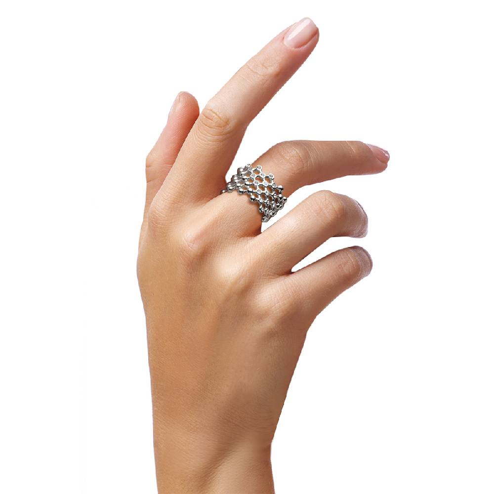 Opsobjects CLAIRE Anello Color Argento Fascia Con Strass