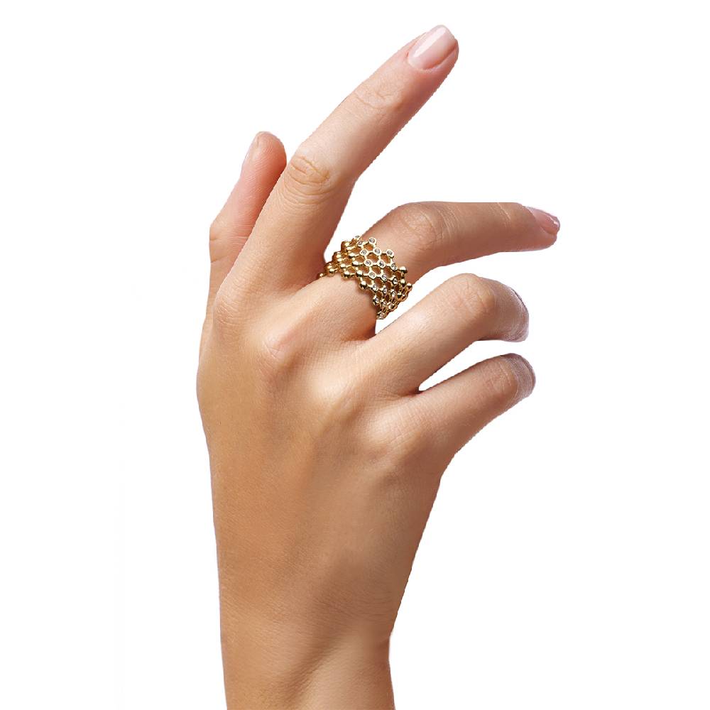 Opsobjects CLAIRE Anello Color Oro Fascia Con Strass