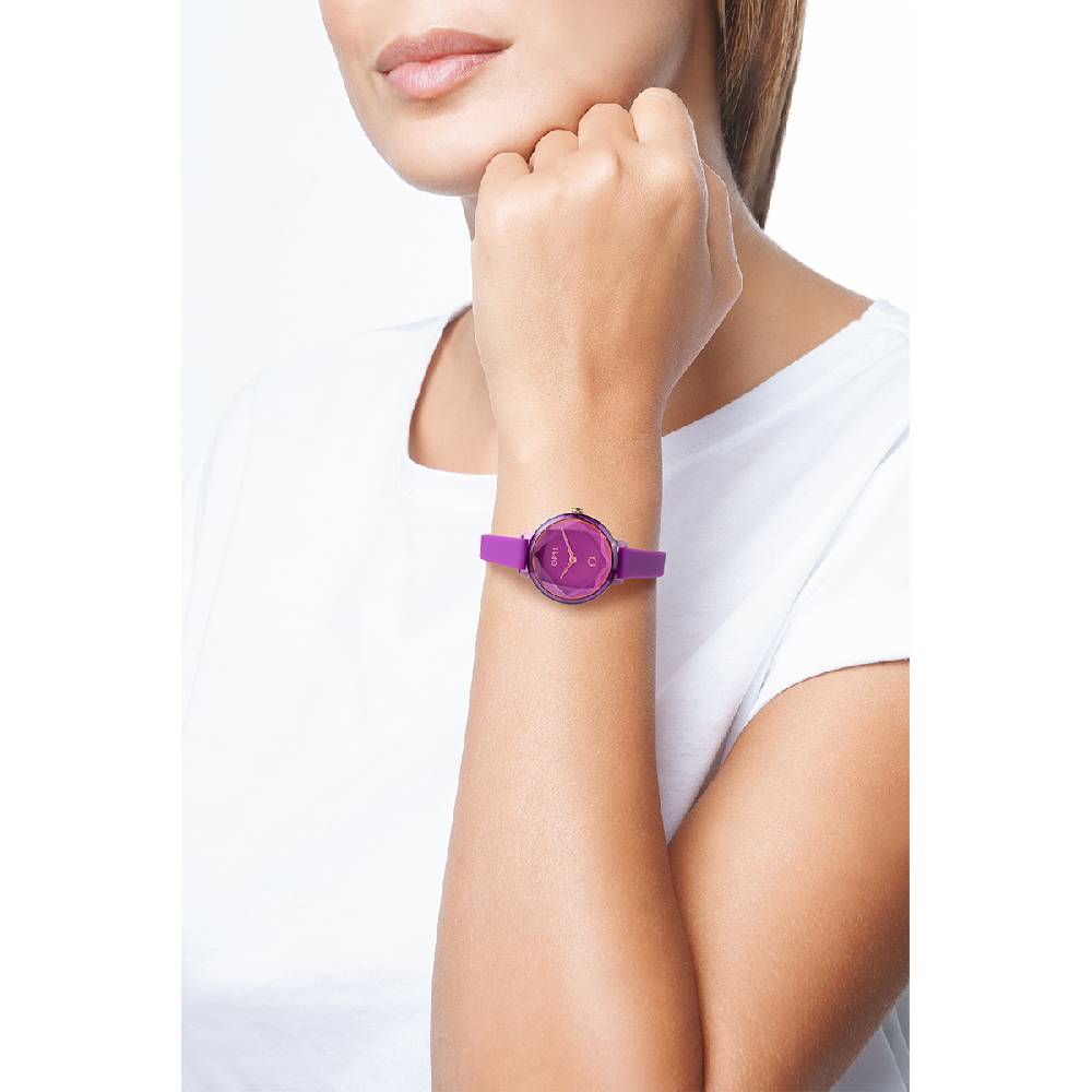 Opsobjects DIAMOND Orologio Con Cinturino In Silicone E Vetro Sfaccettato