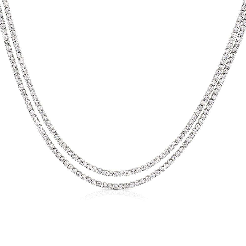 Opsobjects GLIMMER collana tennis doppio con pietre bianche