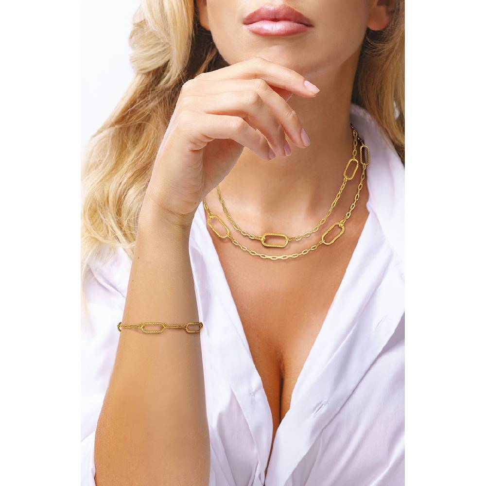 Opsobjects GRACE Bracciale Con Tre Maglie Ovali Diamantate