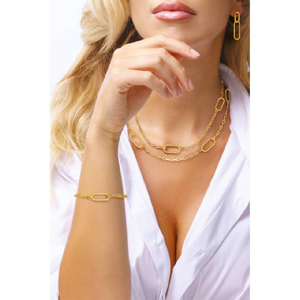 Opsobjects GRACE Orecchini Con Link Ovale Diamantato