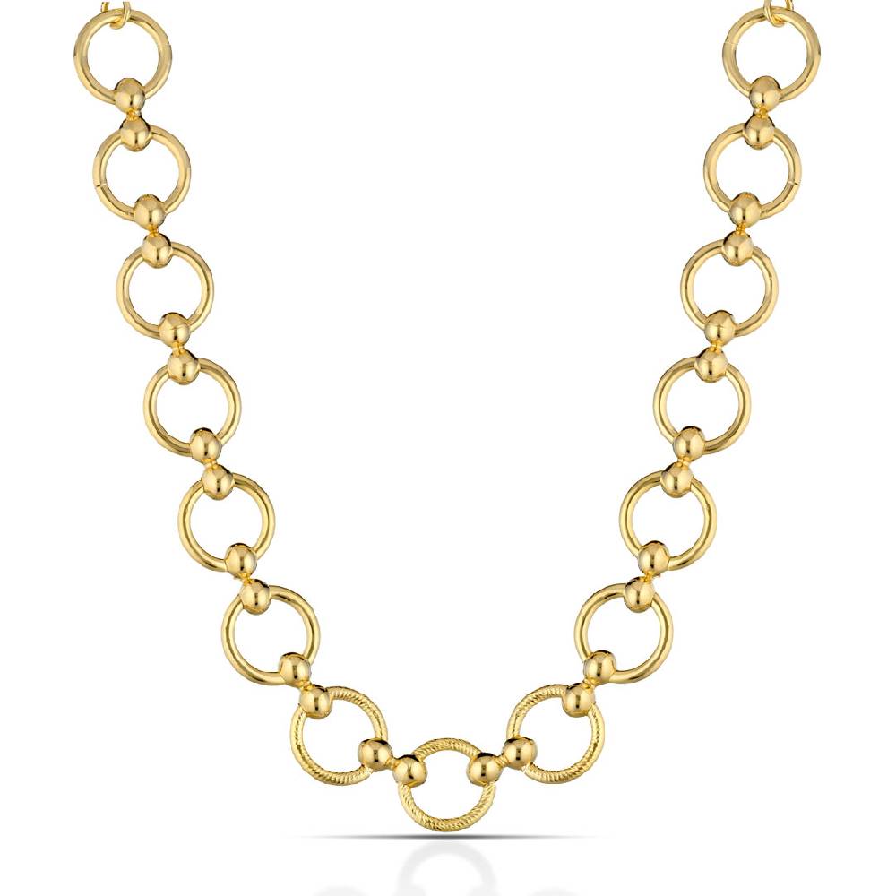 Opsobjects KATE collana oro giallo con maglia tonda e link di connessione con sfere