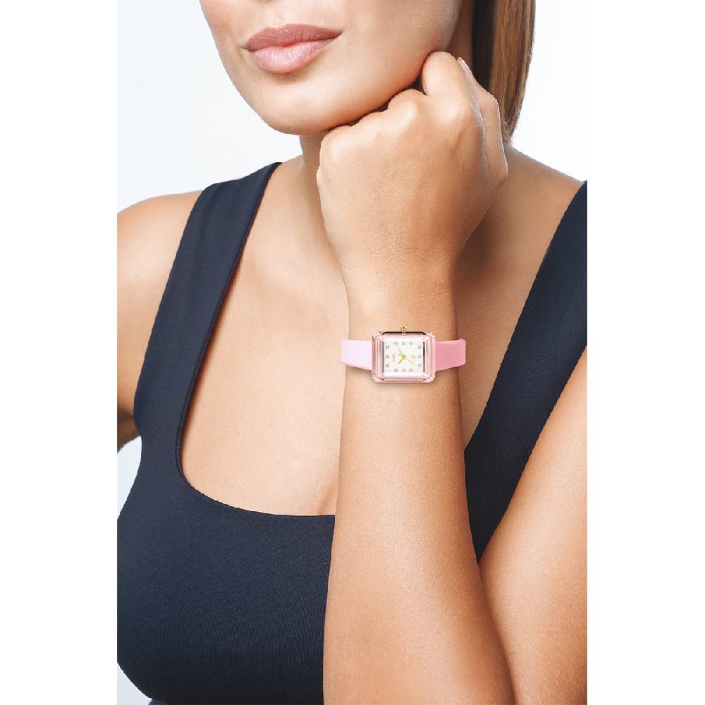 Opsobjects RARE Orologio Con Cinturino In Silicone E Cassa Rettangolare Sfaccettata