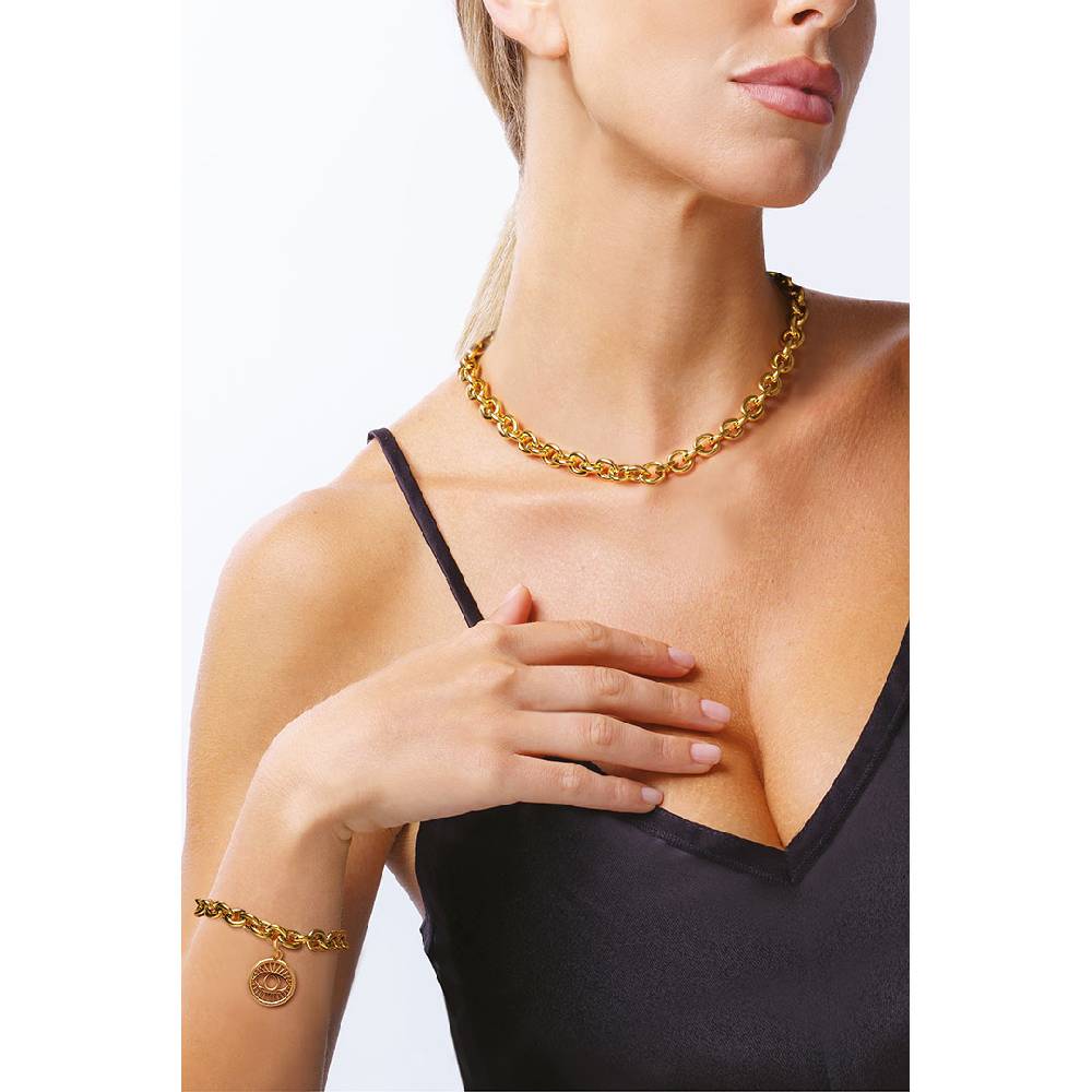 Opsobjects VICTORIA Bracciale Oro Giallo Con Medaglia Occhio