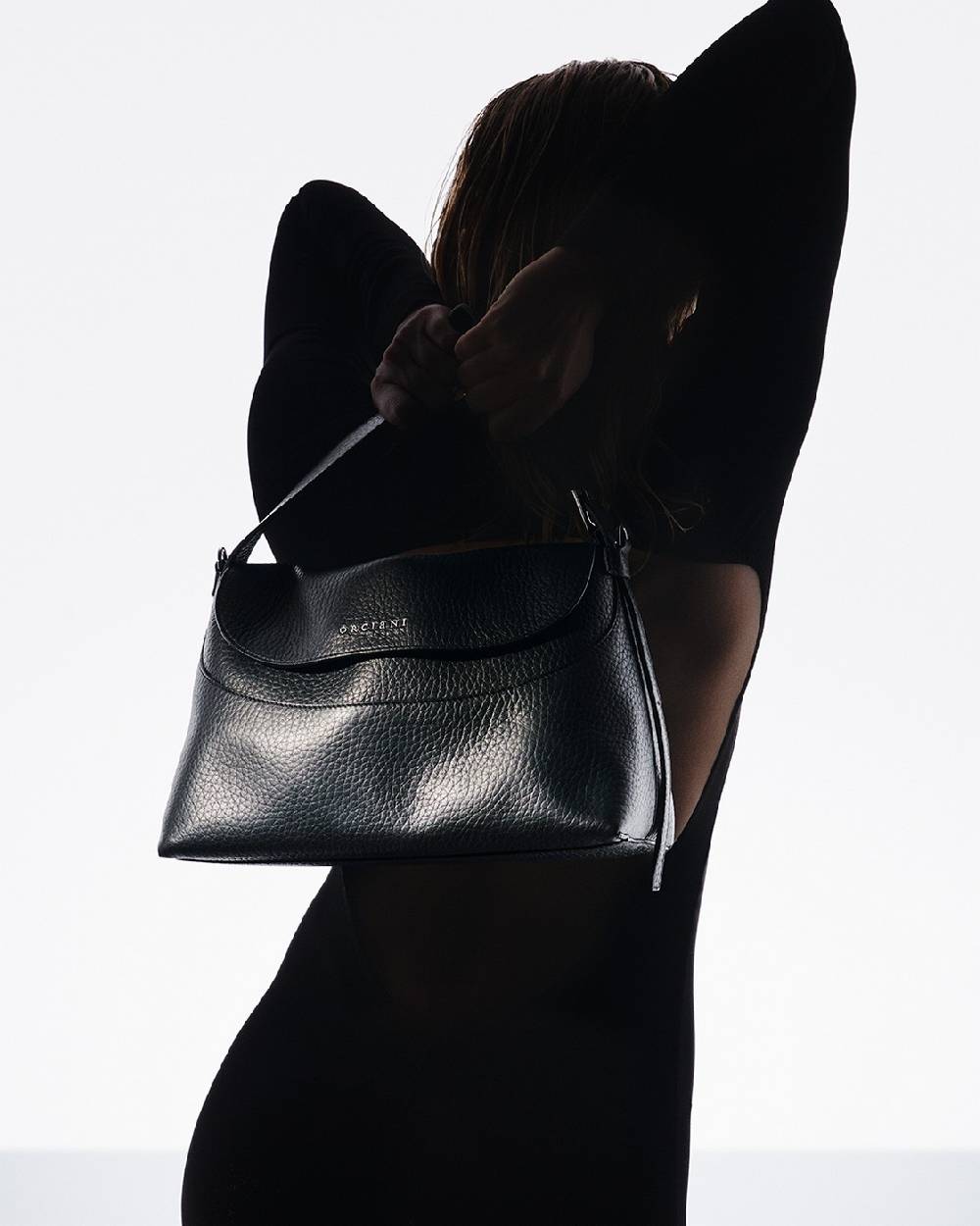 Orciani Borsa A Spalla Nana Soft In Pelle Martellata Con Tracolla