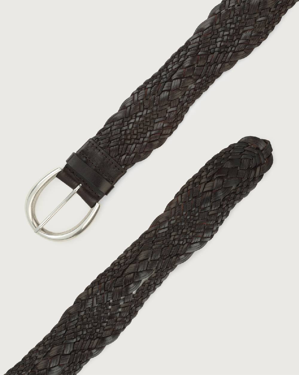 Orciani Cintura Alta Intrecciata Masculine In Cuoio