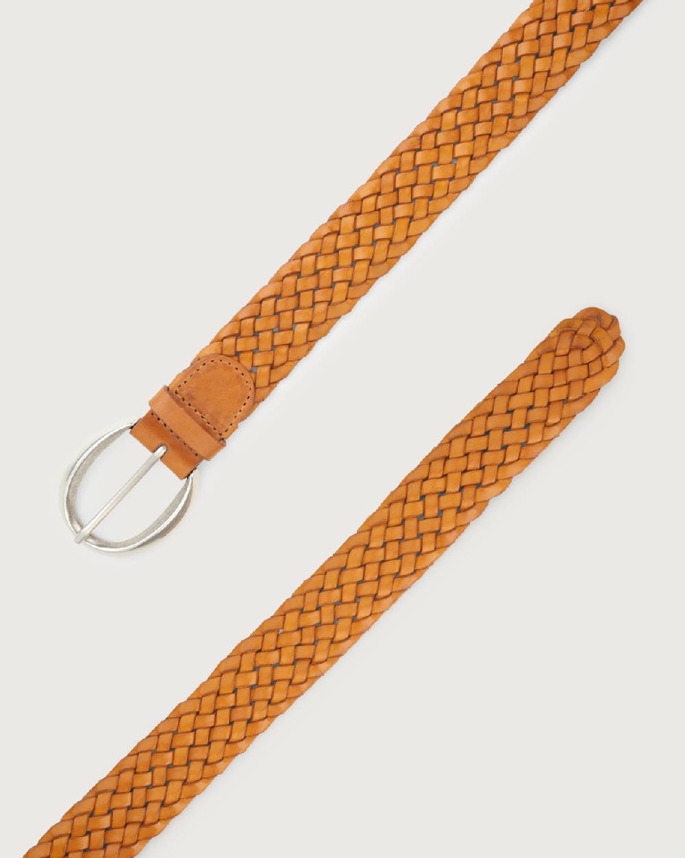 Orciani Cintura Intrecciata Masculine In Cuoio 3,5 Cm