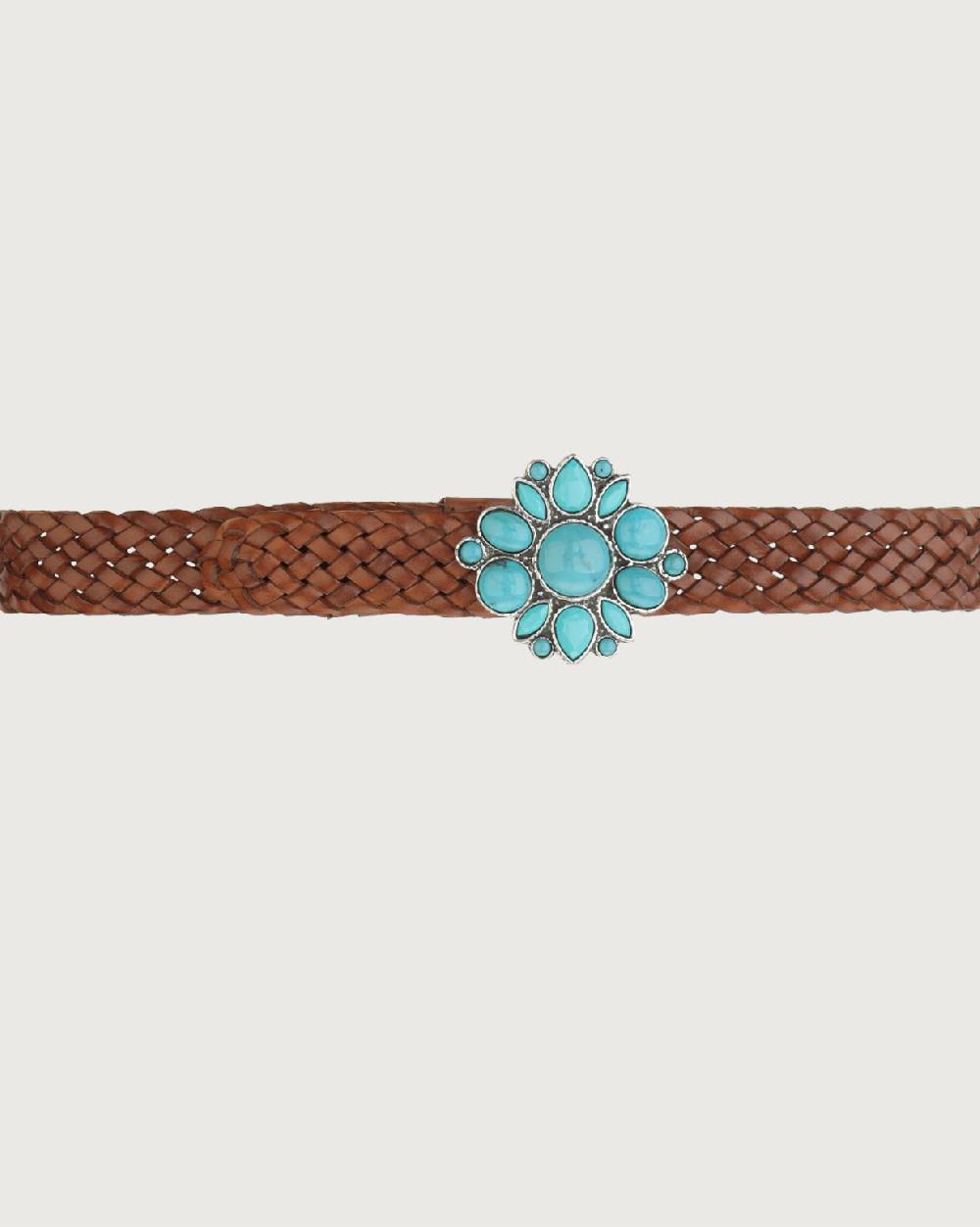 Orciani Cintura Masculine In Cuoio Con Fibbia Turchesi